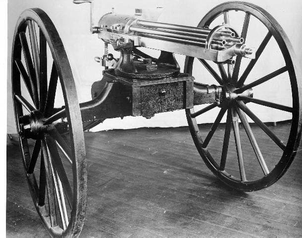 Gatling gun Model 1862 Type II, hand-cranked multi-barrel weapon