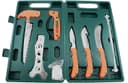 AccuSharp 728C Game Processing Kit Butcher/Caper/Gut-Hook/Bone Saw/Ribcage Spreader Gut Hook/Saw/Plain Stainless Steel Blade Orange FRN Handle 1