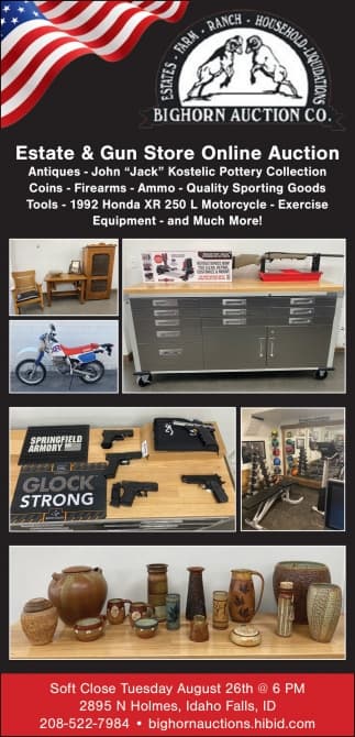 Estate & Gun Store Online Auction, Bighorn Auction Co, Idaho Falls, ID logo
