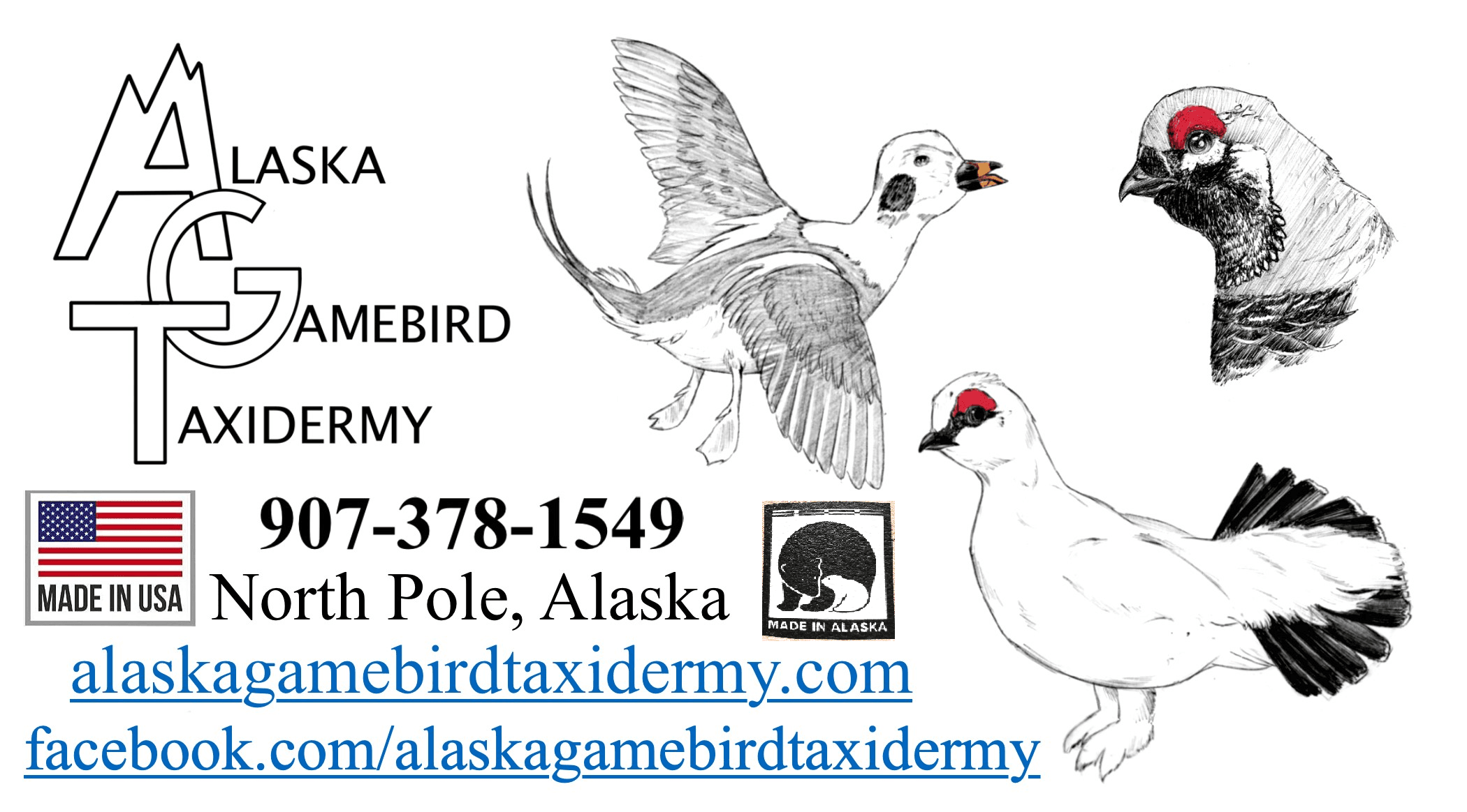 Alaska Gamebird Taxidermy Home Page About ME Alaska logo